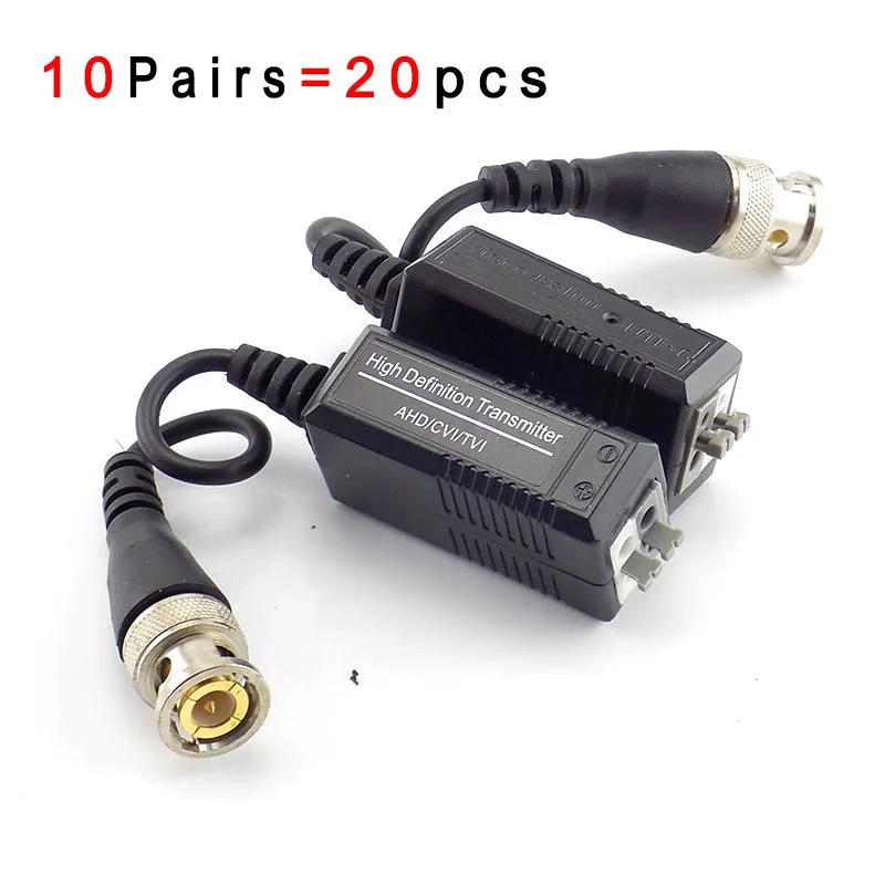 10pair UTP Video Balun Twisted CCTV Balun Passive Transceivers for HD CVI/TVI/AHD Camera Male BNC to UTP camera Accessories D6