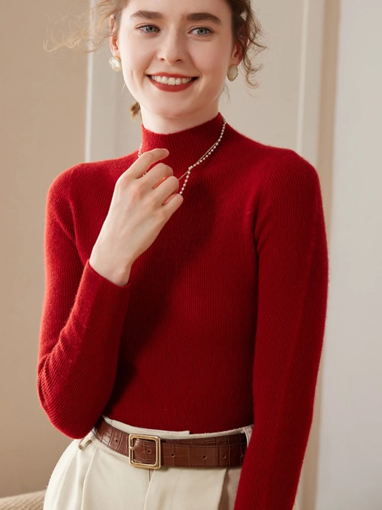 

Woman Knitted Soft Fashion Slim Sweaters New Turtleneck Pullovers Jumper Autumn Winter Thermal Long Sleeve Basis Tops