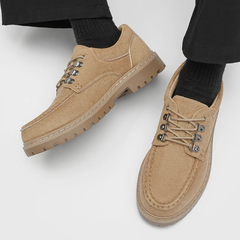 

New Men's Fashionable Casual Shoes, Retro Walking Shoes Anti Slip Sole Shoes, Rubber Walking Casual Shoes, Luxurious Solid Color