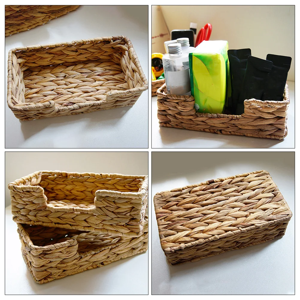 

Rattan Storage Basket Home Decor Baskets for Bathroom Organizing Napkin Holder Woven Straw Sundries Container