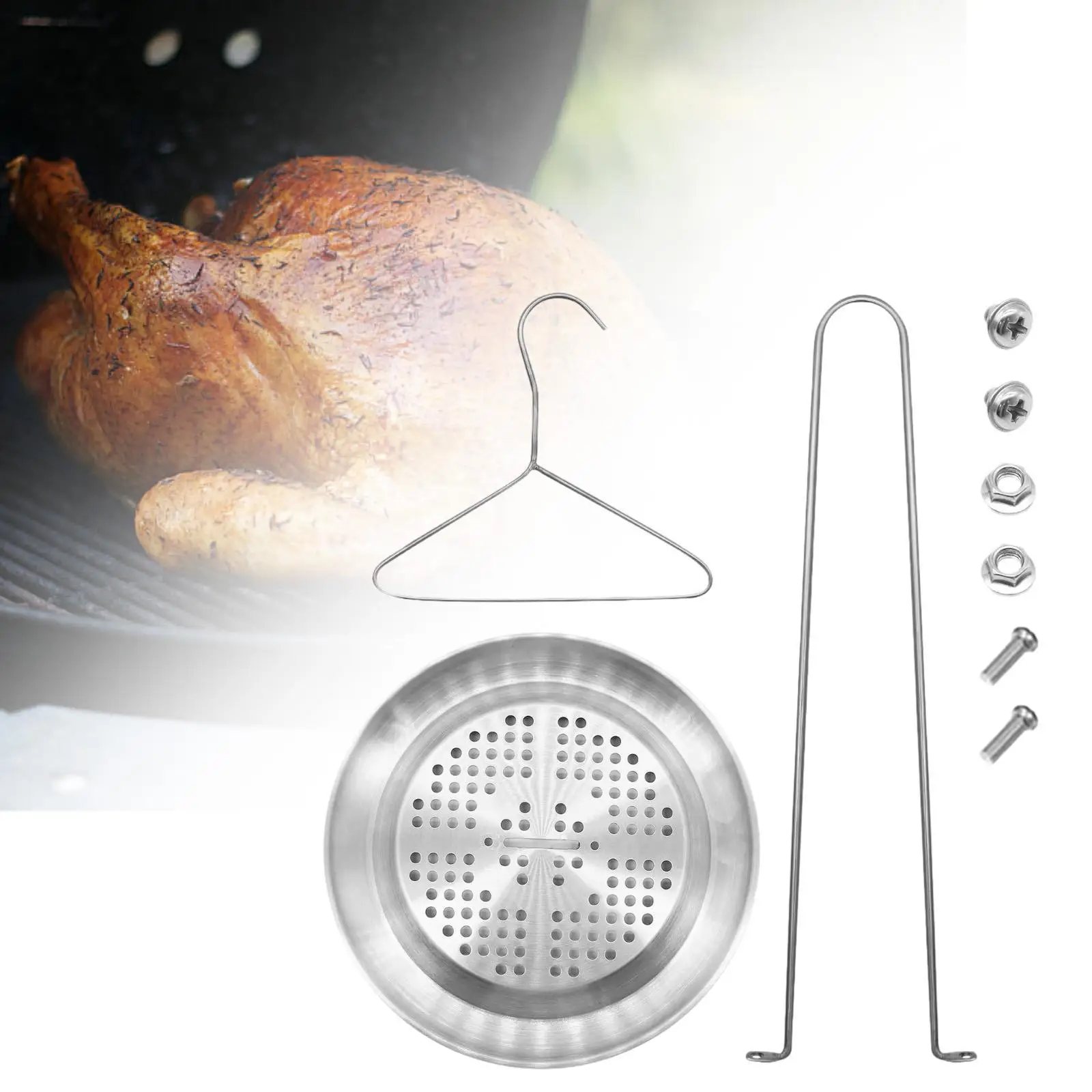 Soporte para freidora de pavo de acero inoxidable, accesorio para freidora de pavo, soporte para pavo de ganso, soporte para asar pavo para fiesta de acampada, barbacoa y Picnic