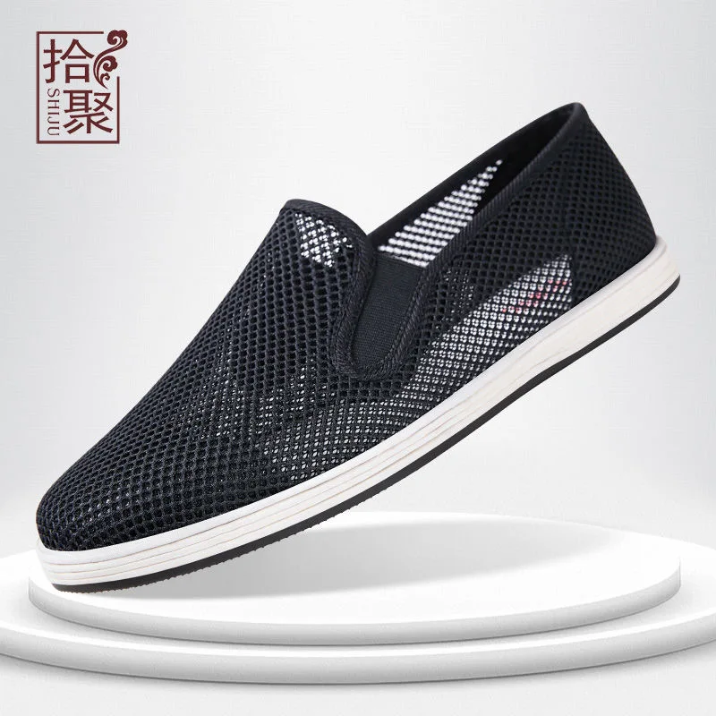 Zomer Vechtsporten Schoenen Voor Mannen Zwart Mesh Ademende Tai Chi Schoenen Heren Designer Wushu Schoen Man Comfortabele Vechtsport Schoen