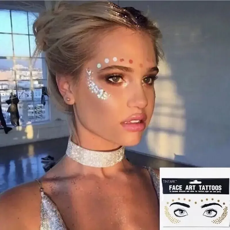 Freckles Stickers Tattoo on Face Festival Accessories Glitter Bright Face Art Tattoo Sticker Face Jewels Gemsface Decoration