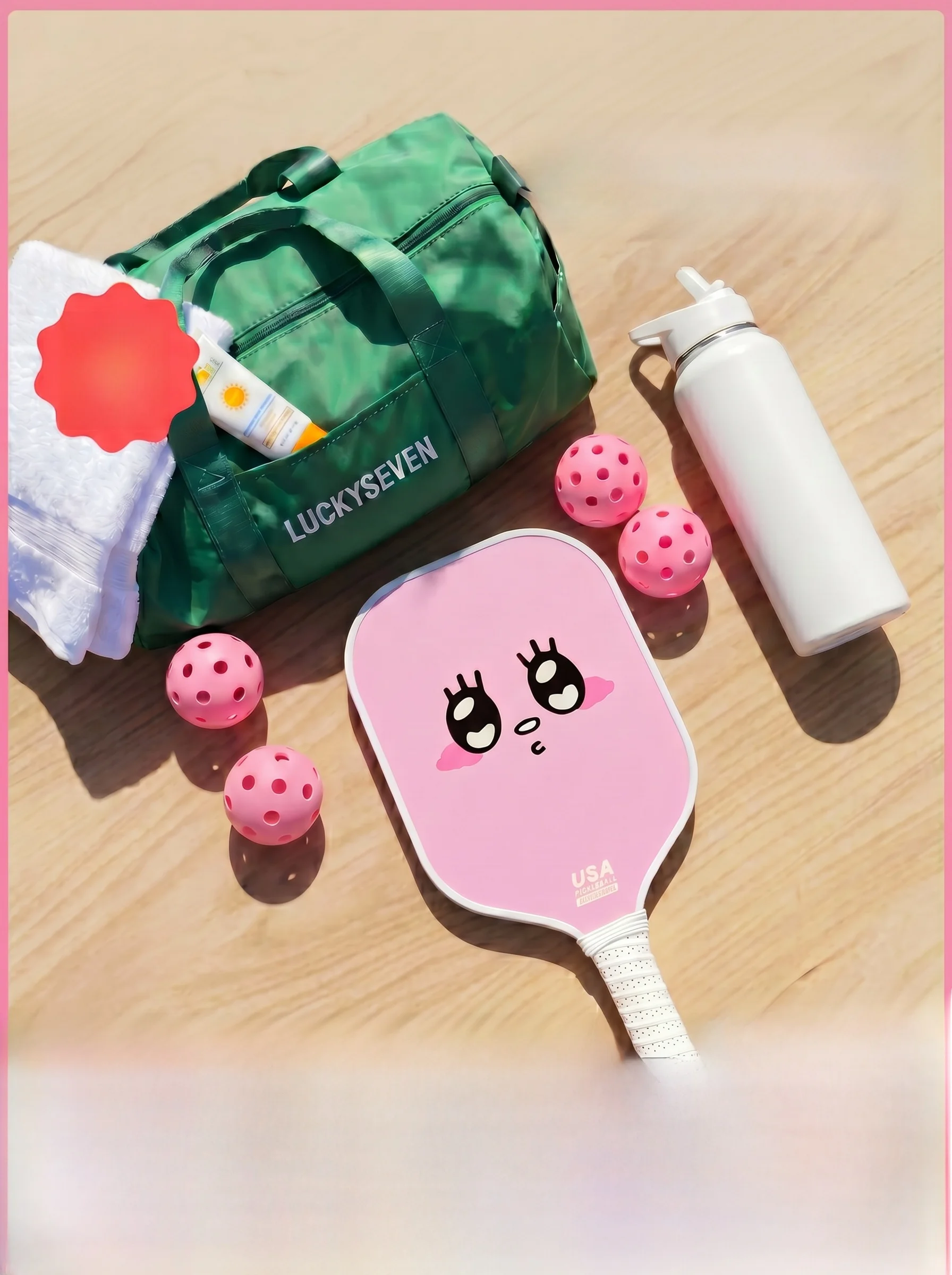 raquette-de-pickleball-luckyseven-en-fibre-de-verre-rose-finition-mate-certifiee-usapa-longueur-407-cm-pour-les-amateurs-de-sport-et-de-fitness