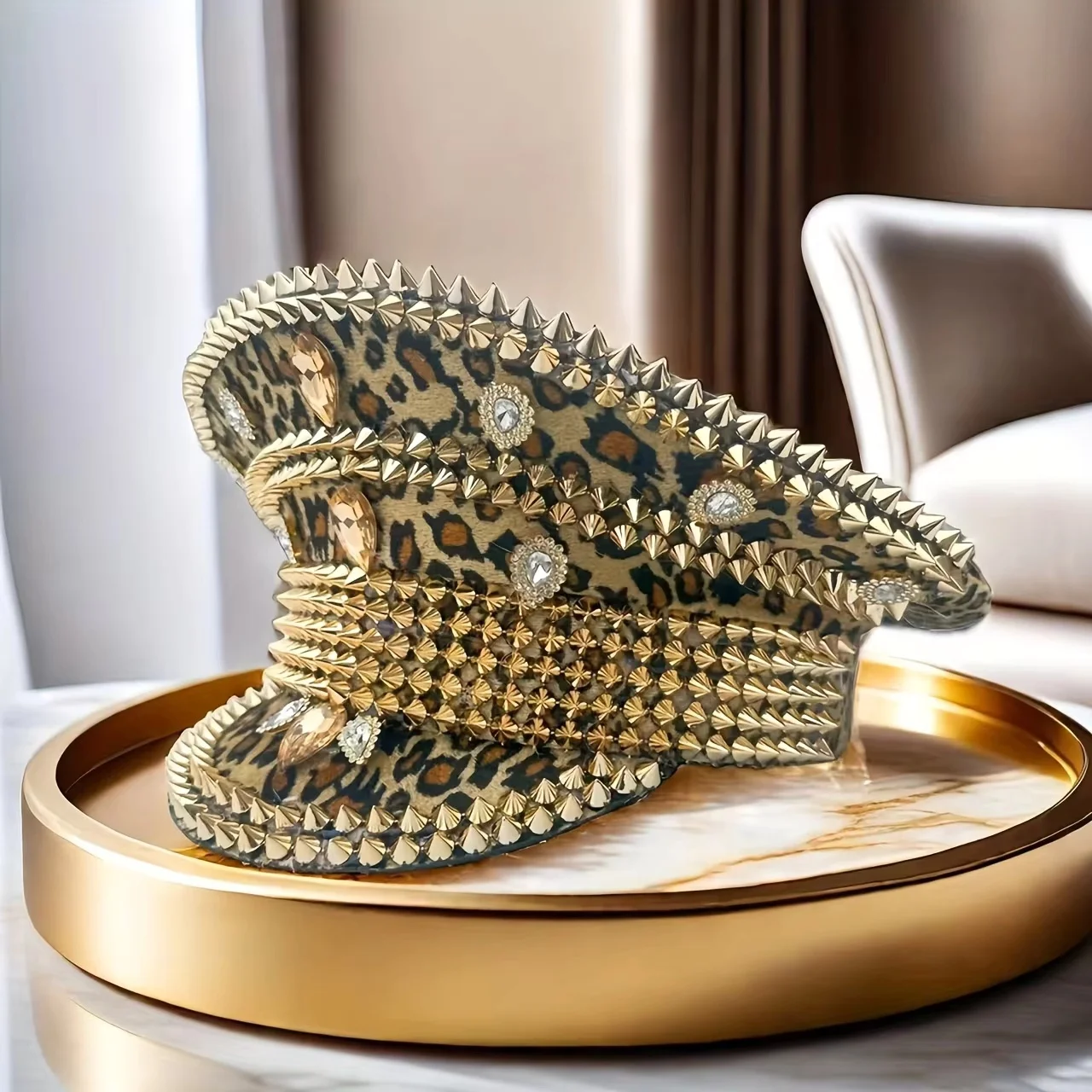 HongLuan Music Festival Costume Hat, Captain Hats Rhinestone for Carnival Woman, Cosplay Female Accessories