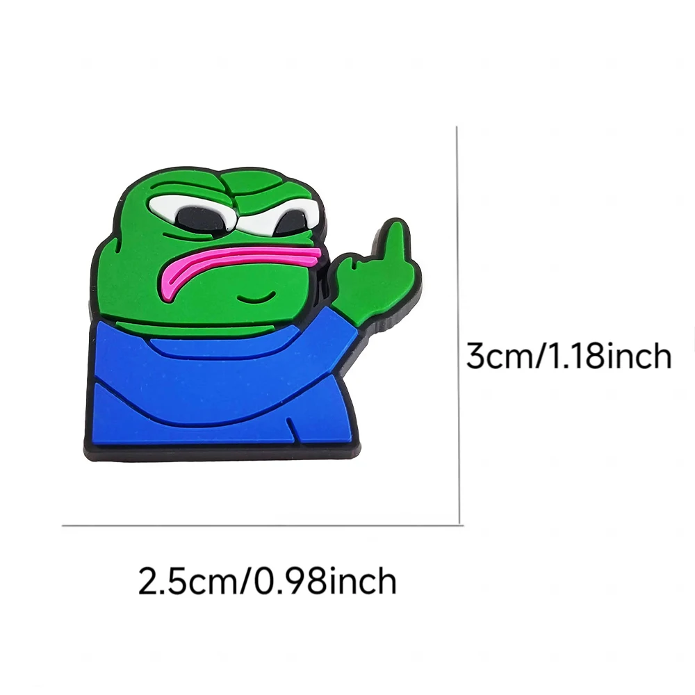 9-100Pcs Hot Sales Cartoon Funny Sad Frog Series PVC Shoe Accessories DIY Detachable Waterproof Creativity Fashion Party Gifts
