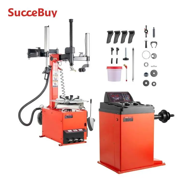 SucceBuy Cambiador de neumáticos eléctrico, intercambiador de neumáticos, balanceador de neumáticos con motor de 1,5 HP y modo de calibración automática, apto para sedán/SUV/recogida