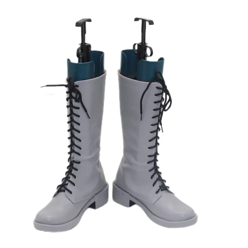 MetalGear Solid Delta Snake Eater The Boss Mercury Lady Voyevoda Cosplay Shoes Gray Handmade Faux Leather Halloween Party Boots