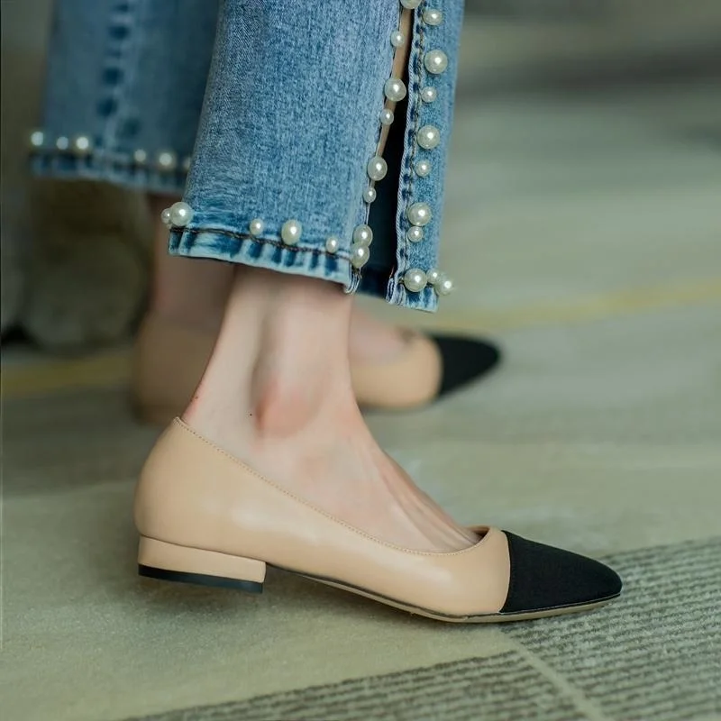 2023 Women Leather Shoes Sandals Flat Bottom Slippers Hollow Thick Heel Chaussure Femme Zapatos Mujer Sandalias Dress Sapatos