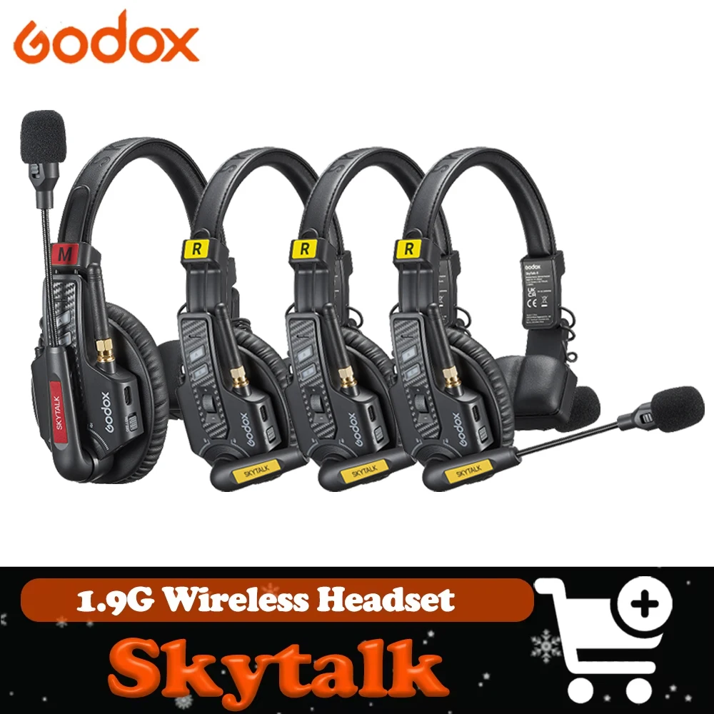 Беспроводная гарнитура Godox Skytalk Series 1.9G с микрофоном, 12 часов работы, дальность передачи 350 м, гарнитура для командной связи