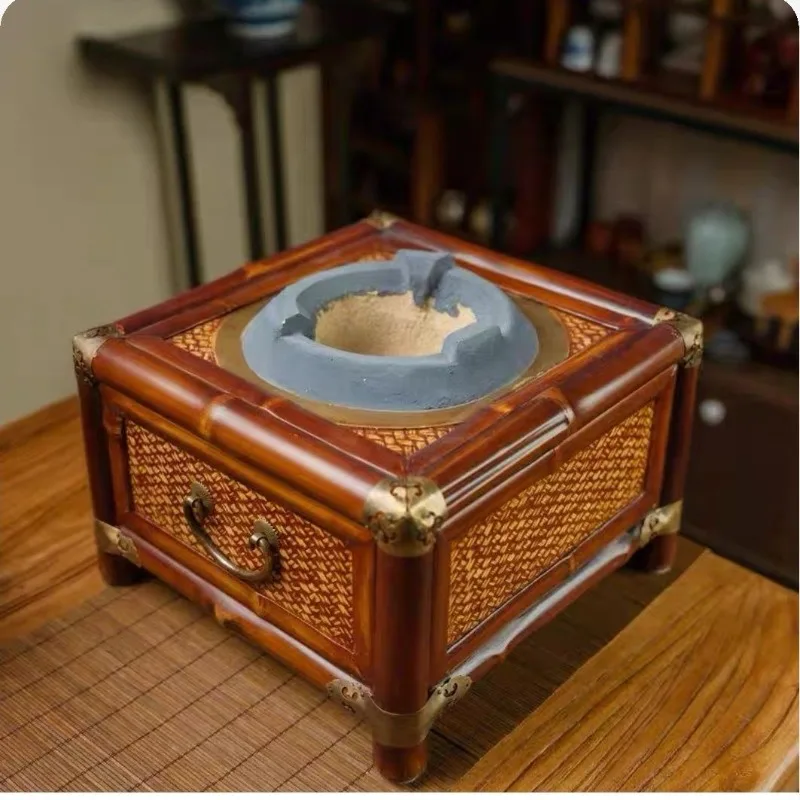 Bamboo Tea Stove, Antique Bamboo Charcoal Stove Tea Stove Charcoal Olive Carbon Stove