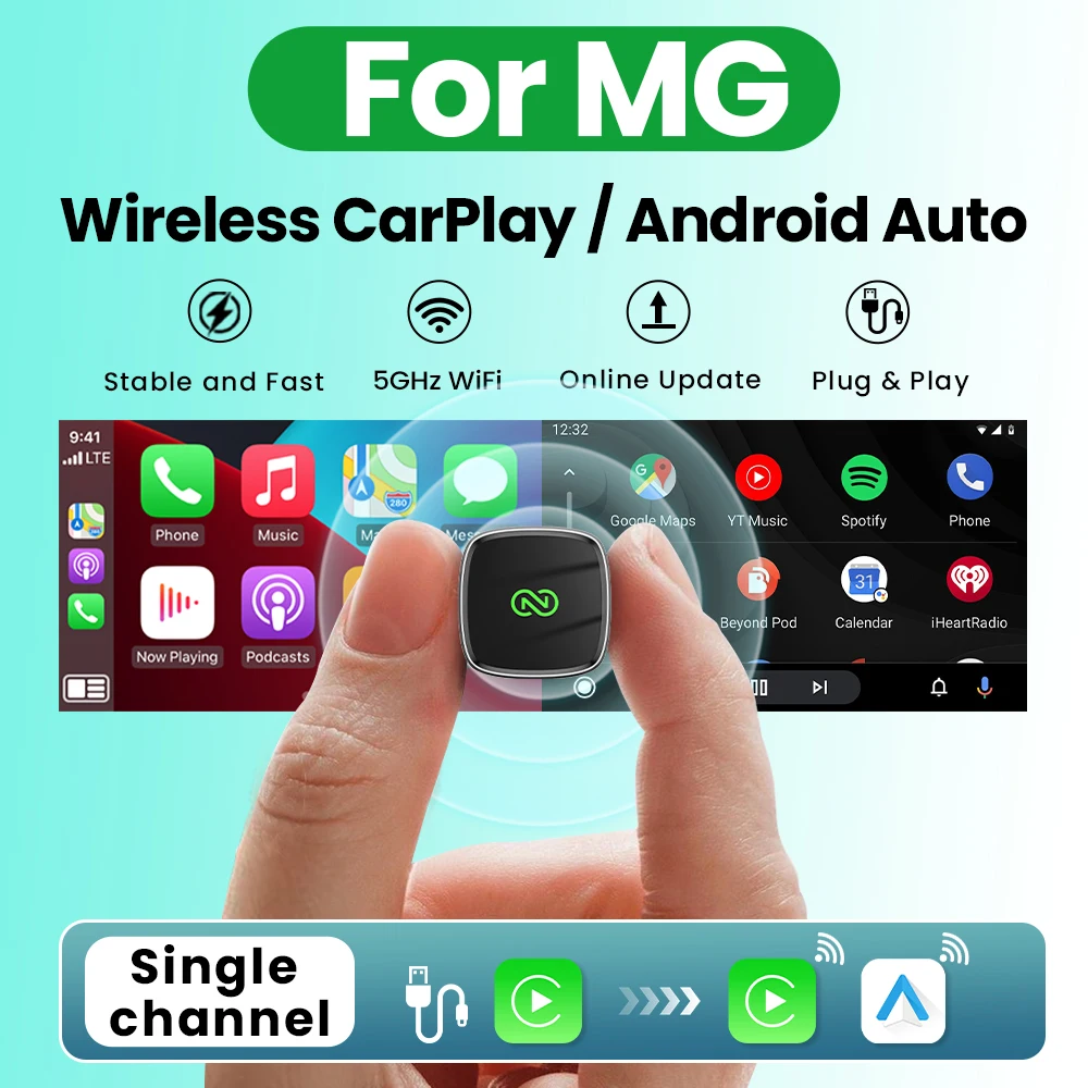 Adaptador Carplay con cable a CarPlay inalámbrico Android Auto 2 en 1, Bluetooth, Plug and Play para MG GT MG5 RX5 GS ZP ZS Hector HS ZS EV