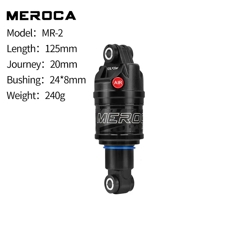 MEROCA MR-2 MTB Fahrrad Luftstoßdämpfer 125/150/165/190mm Einstellbarer Luftdruck Aluminiumlegierung Fahrrad MTB Luftstoßdämpfer