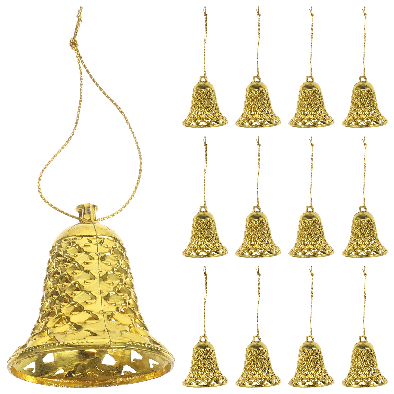 

12pcs Christmas Tree Decorations Plastic Bell Pendants Xmas Hanging Ornaments For Party Wedding Holiday Home Decoration Pendant