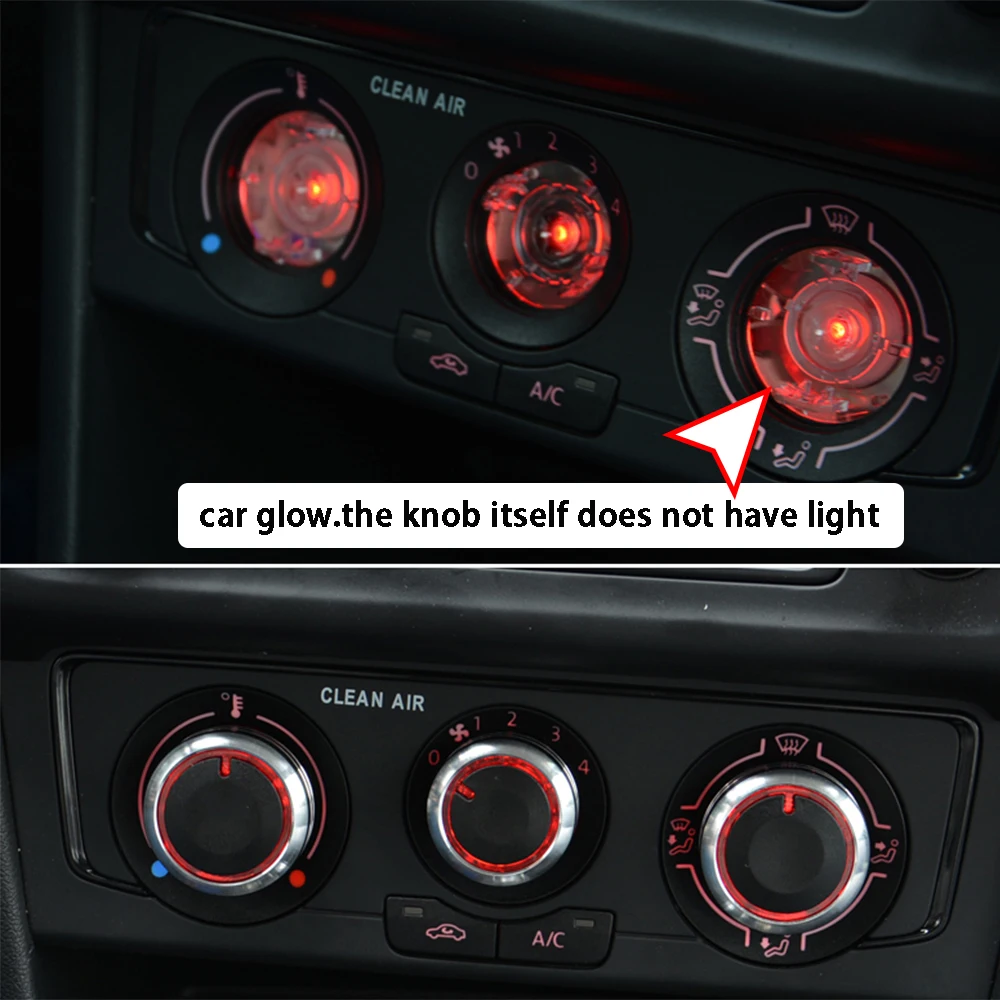 3Pcs Car AC Knob Air Conditioning Knobs Ring Cover Sticker Heat Control Switch Knob Protector for BYD F3 F3R Aluminum Alloy Part