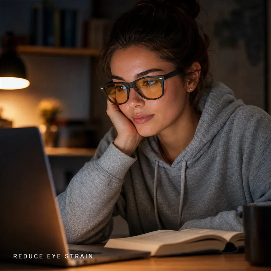 Gaming-Brille mit Blaulichtfilter, HD-Klarglas, Blendschutz, Computerbrille zur Linderung von Augenbelastung für Büro, Laptop und Gaming – Detail 3