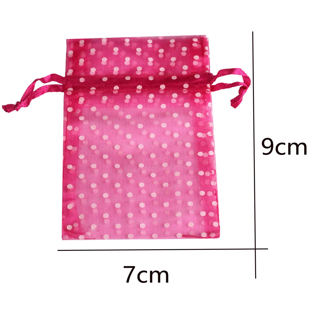 25pcs/lot Organza Candy Bag Hight Qulity Polka Dot Drawstring Pouches For Wedding Christmas Party Jewelry Packing Gift Bags