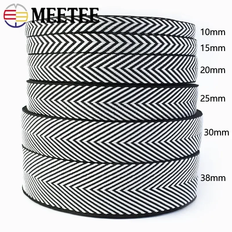 5M 10/15/20/25/30/38mm Jacquard Webbing Bag Shoulder Strap Stripe Ribbons Decoration Binding Tape DIY Garment Sewing Accessories