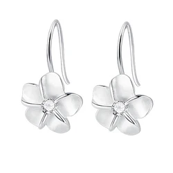 Flower Stud Earrings 925 Sterling Silver Plumeria Earrings for Women Girls CZ Flower Stud Earrings Jewelry Gifts for Birthday