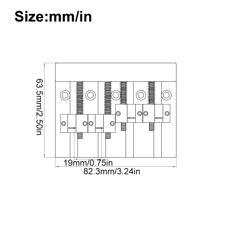Vintage 4 String Bass Bridge 82.3x63.5MM String Bottom Through String Spacing 19MM Bass Fixed Bridge
