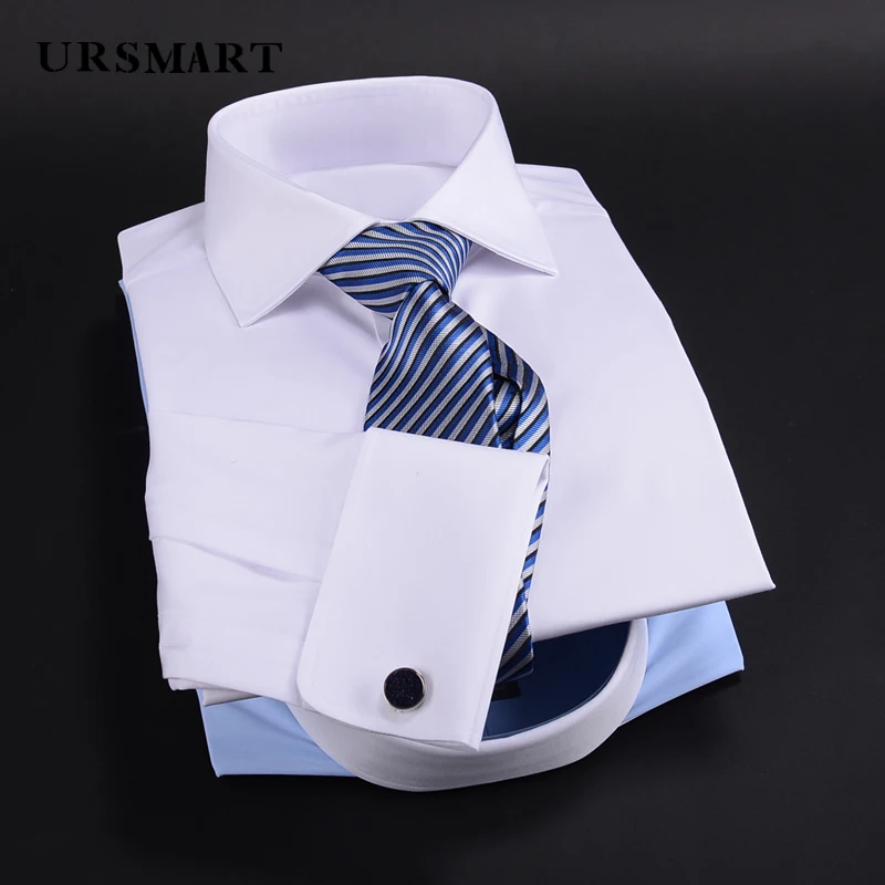 One line collar French cuffs men's long sleeved shirt British business slim fit 100% cotton multi color easy to care shirt men's