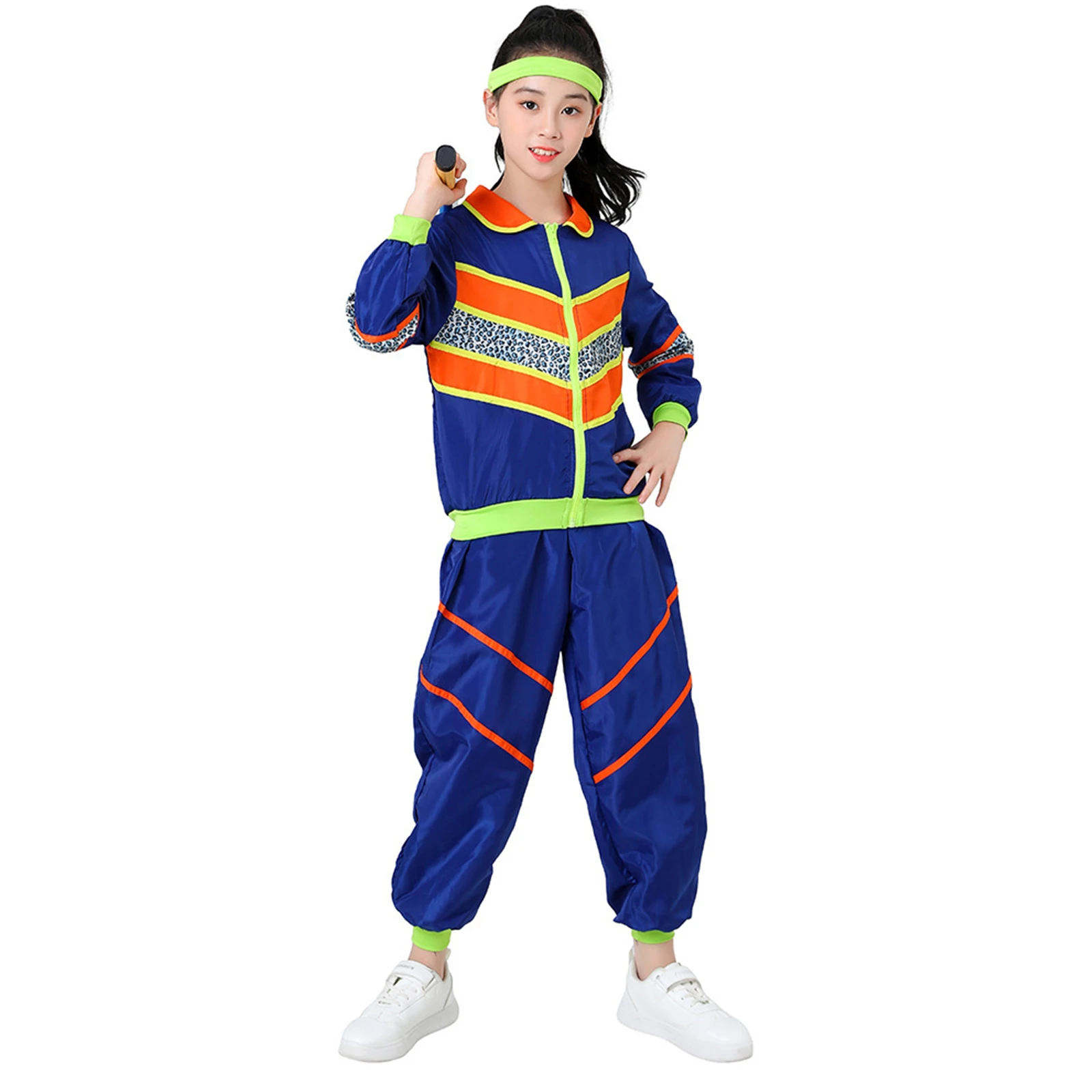 أطفال بنات بنين بنين 80s رياضية أطفال الهيب هوب زي أعلى السراويل مجموعات الزي الرجعية الرقص رياضية