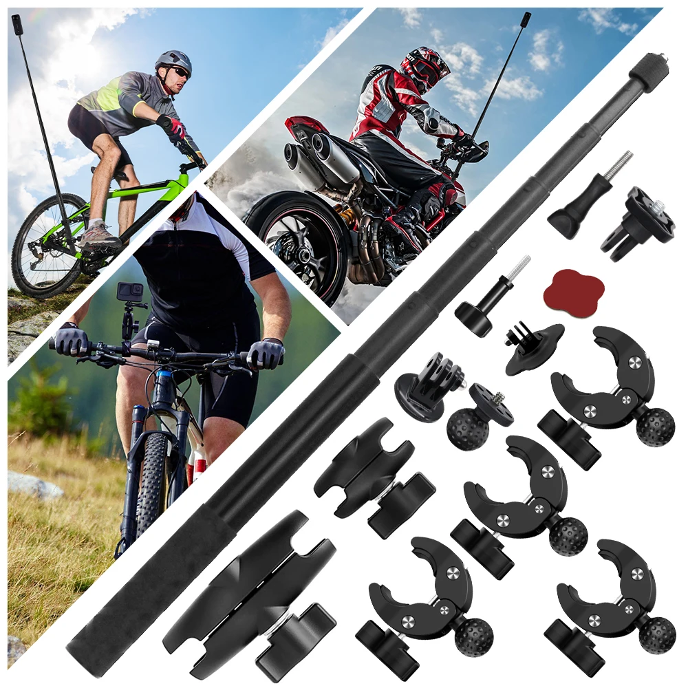 Motorrad-Halterungskit für Insta360 X5 X4 X3 X2 RS DJI GoPro Doppelklemme Lenker-Selfie-Stick für Insta 360 Halterungszubehör – Detail 6