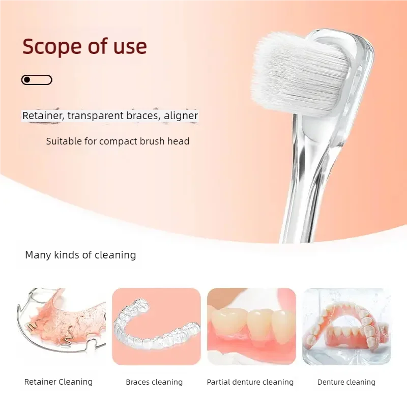 Y-Kelin New Retainer Cleaning Brush Denture Toothbrush Braces Cleaning Brush Orthodontic Braces Cleaner Oral Hygiene Care