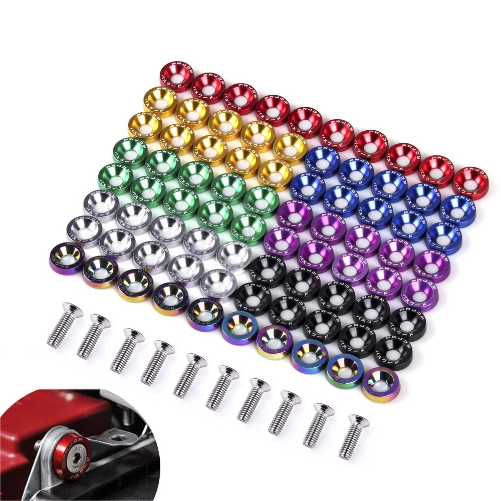 Aluminum Car Styling Bumper Car Fender Car Fasteners M6 JDM Washer Car Modified Bolts Car Modified Washer License Plate Bolts