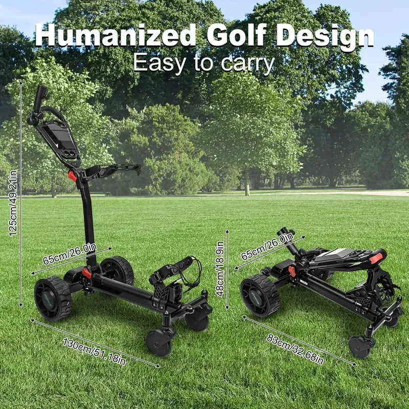 Foldable Electric Golf Trolley 36V 7.8Ah Battery Dual 250W Motor Remote Control Self Driving Cart Aluminum Alloy Frame 30km