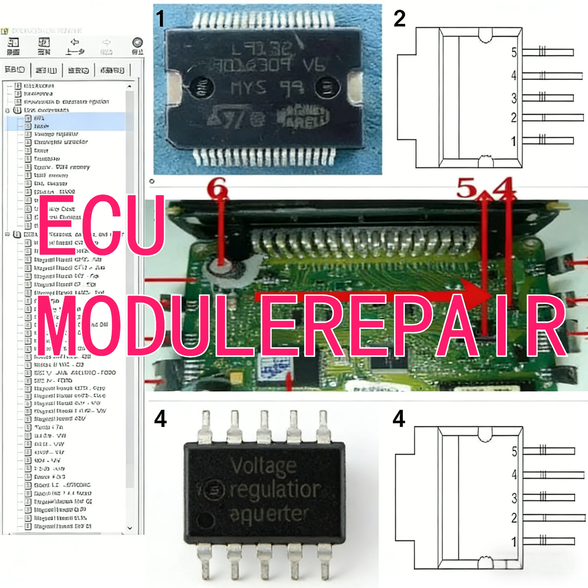 

Программное обеспечение для ремонта ЭБУ: диагностика модулей ЭБУ, расположение иммобилайзеров, с использованием мультиметров, определение дефектов транзисторов и EEPROM, инструмент для ремонта автомобилей