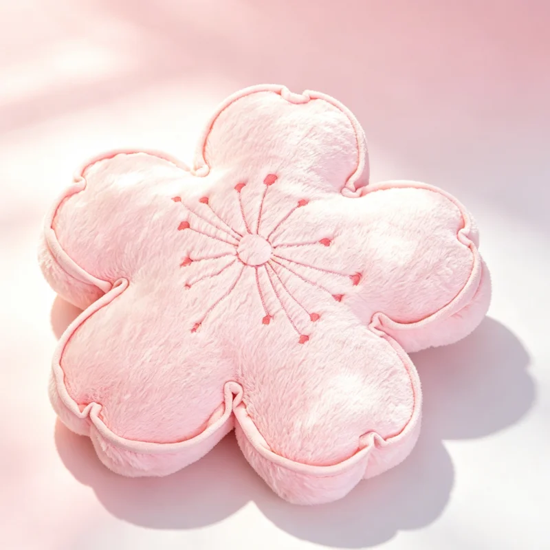 Soft Pink Cherry Blossom Plush Pillow, Cute Flower Shape Stuffed Cushion for Bedroom Sofa Decor, Gift for Girls and Flower Lover