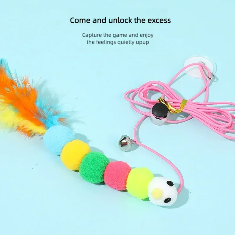 Hanging Door Cat Swing Toy Elastic Feather Bell Teaser Wand Self Play Interactive Boredom Relief Exercise Toy For Indoor Cats