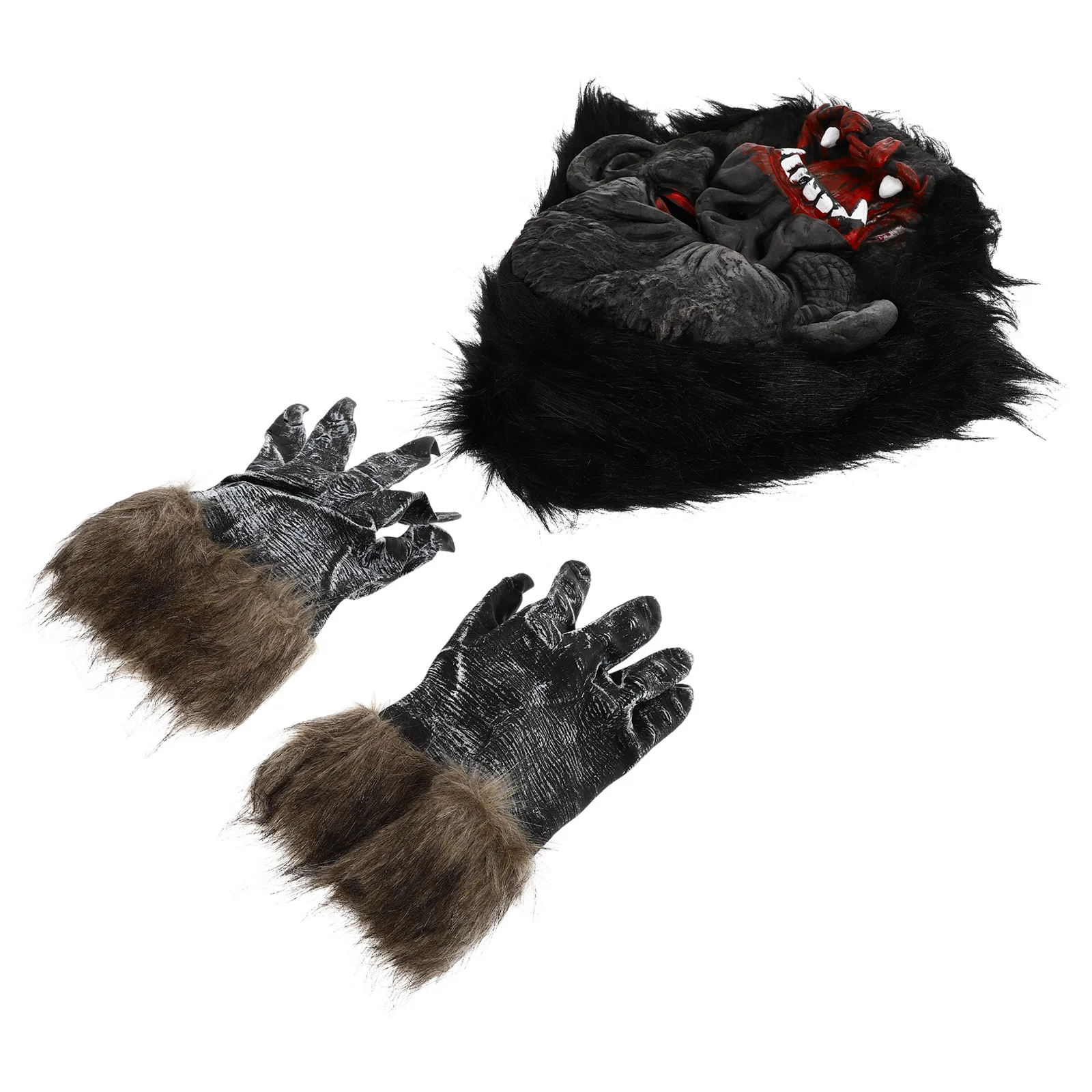 مجموعة قفازات رأس Orangutan قناع الغوريلا قفازات زي المكياج للهالوين حفلة تنكرية مستحلب مضحك مخيف