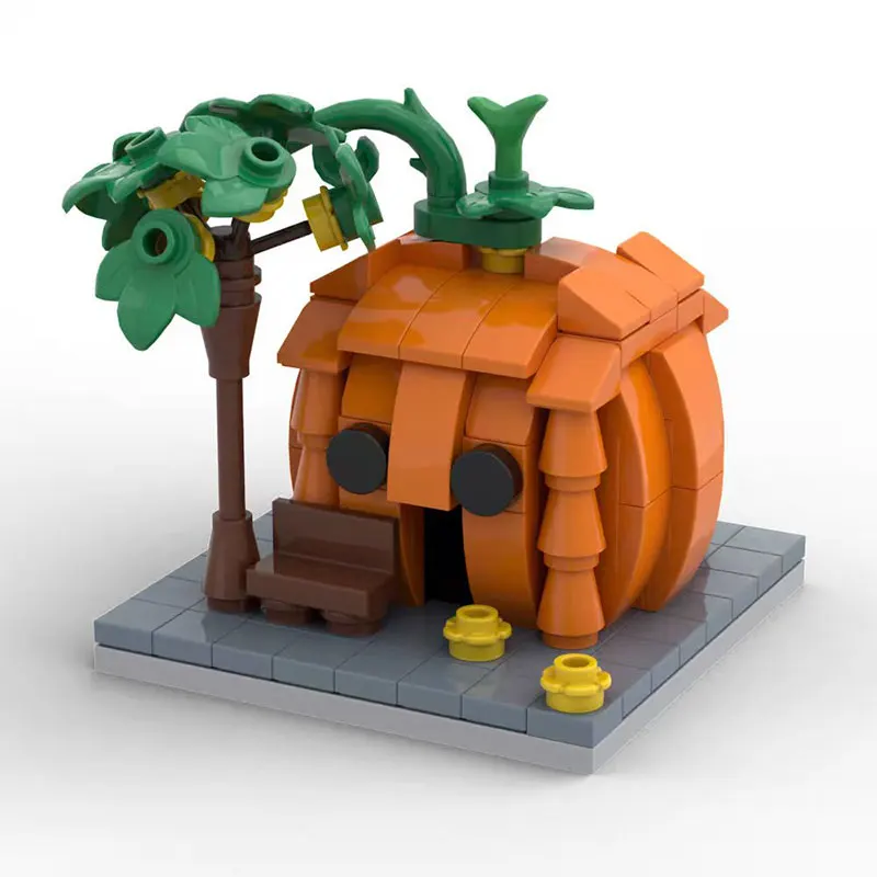 MOC الإبداعية اليقطين منزل كتل تجميع الجسيمات الصغيرة DIY بناء هالوين هدية نموذج لعبة عطلة