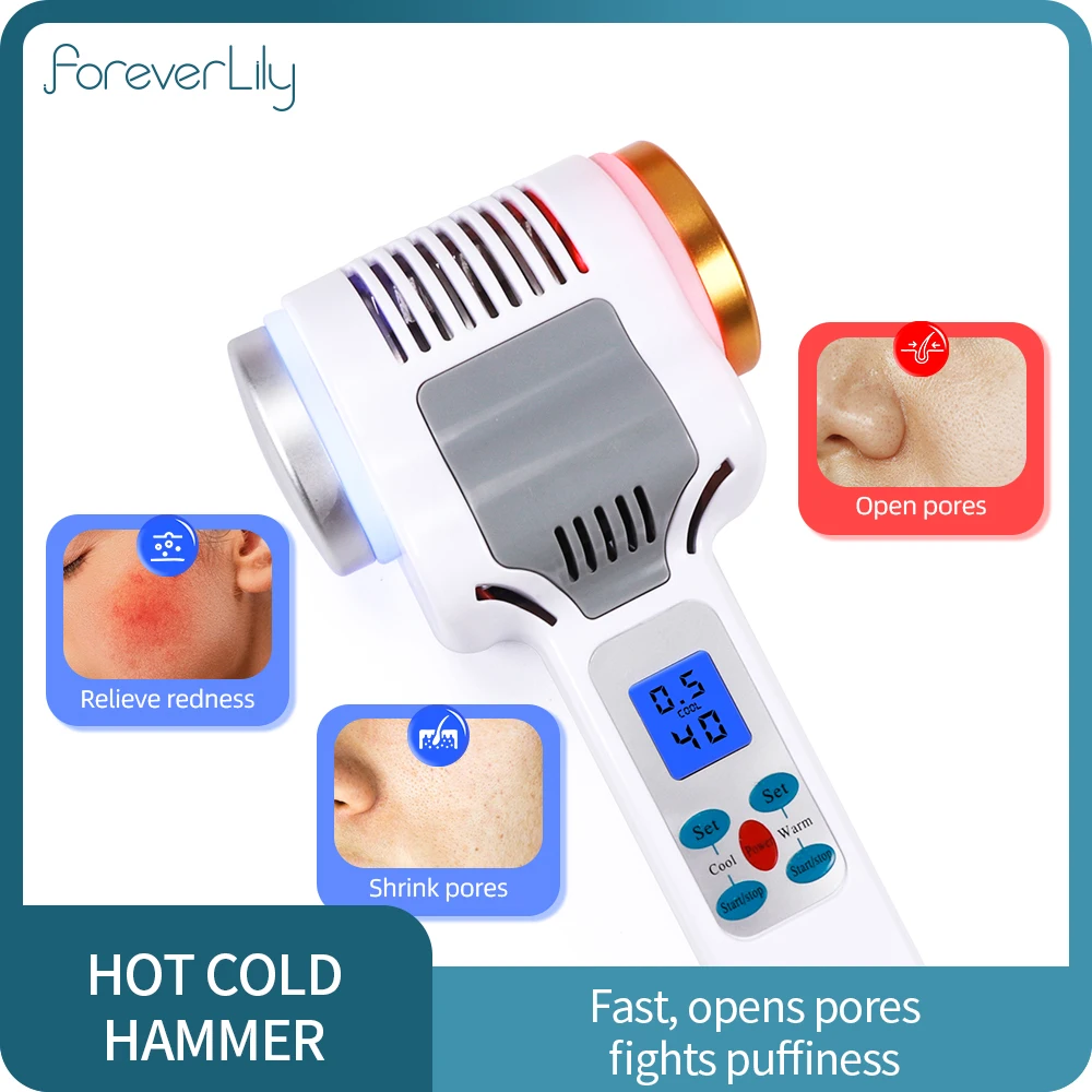 Ultrasound Hot Cold Hammer Cryotherapy Warm Ice Heating Facial Skin Lifting Tighten Face Rejuvenation Ultrasonic Cryotherapy