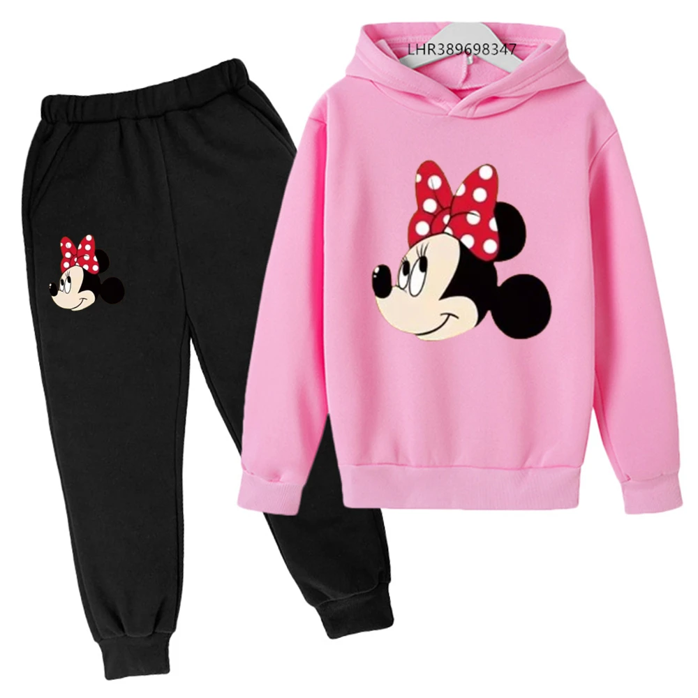 

Kids Hoodie Mickey Mouse Print Sweatshirt +Pants Boys Girls Toddler 3-12Y Pretty Girls Clothes Pullover Sport Casual Fashion Set