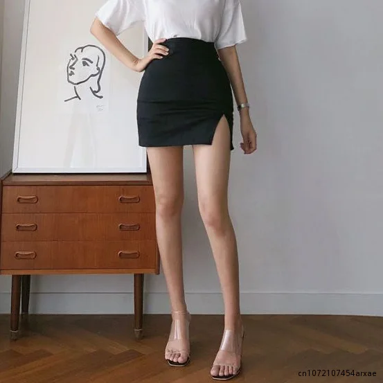 Skirts Women Split Elegant Office Ladies Spring Mujer Faldas Casual Hot Sale A-line Black Hot Sale Design Comfortable