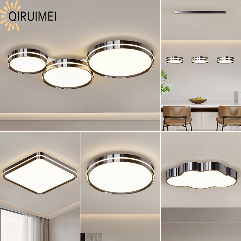 

Nordic Ceiling Lamps Black Chrome Color Whole House Lighting Decoration Dimmable Ceiling Chandelier Lamp Dining Room Living Room