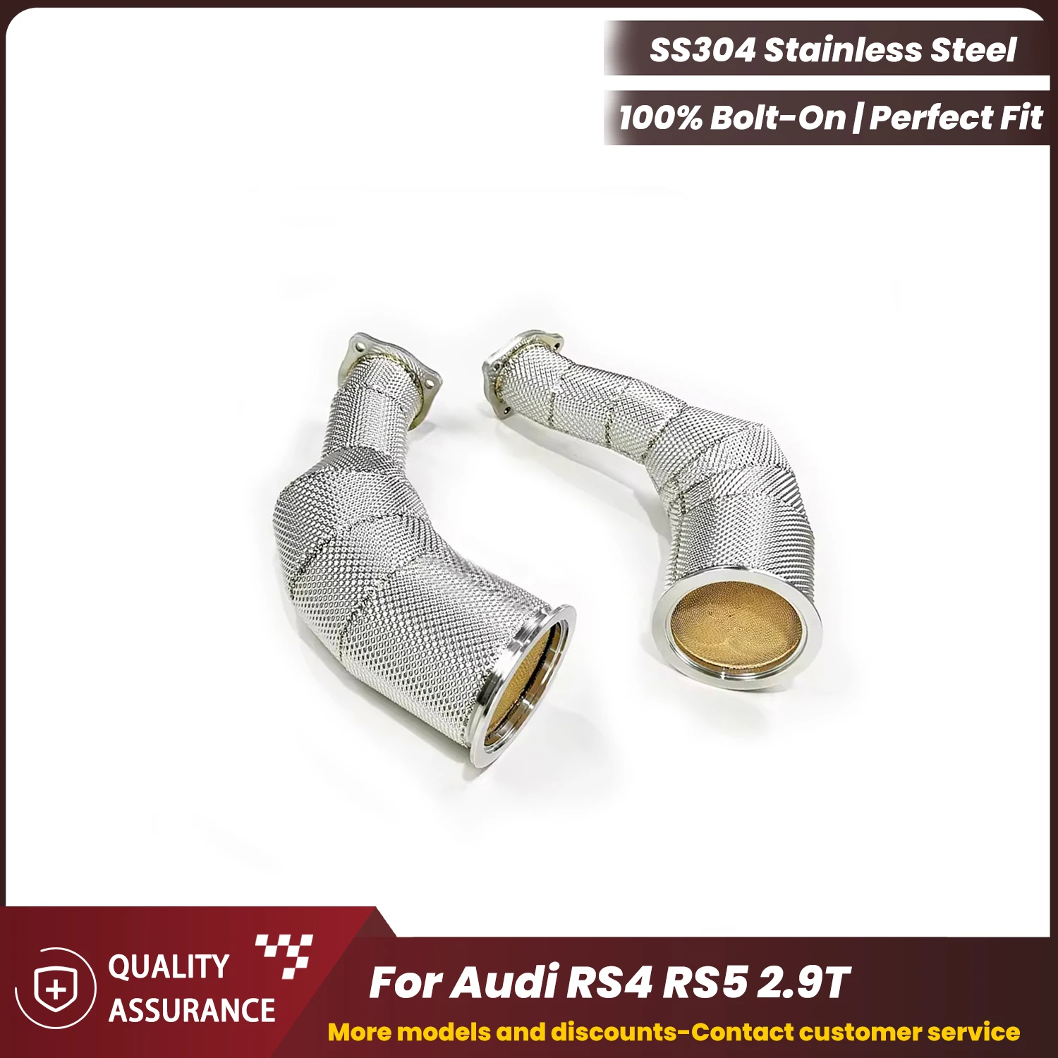 

ECCF Sports Downpipe With Heat Shield For Audi RS4 RS5 2.9T Aggressive Exhaust Sound High Flow Performance Upgrade