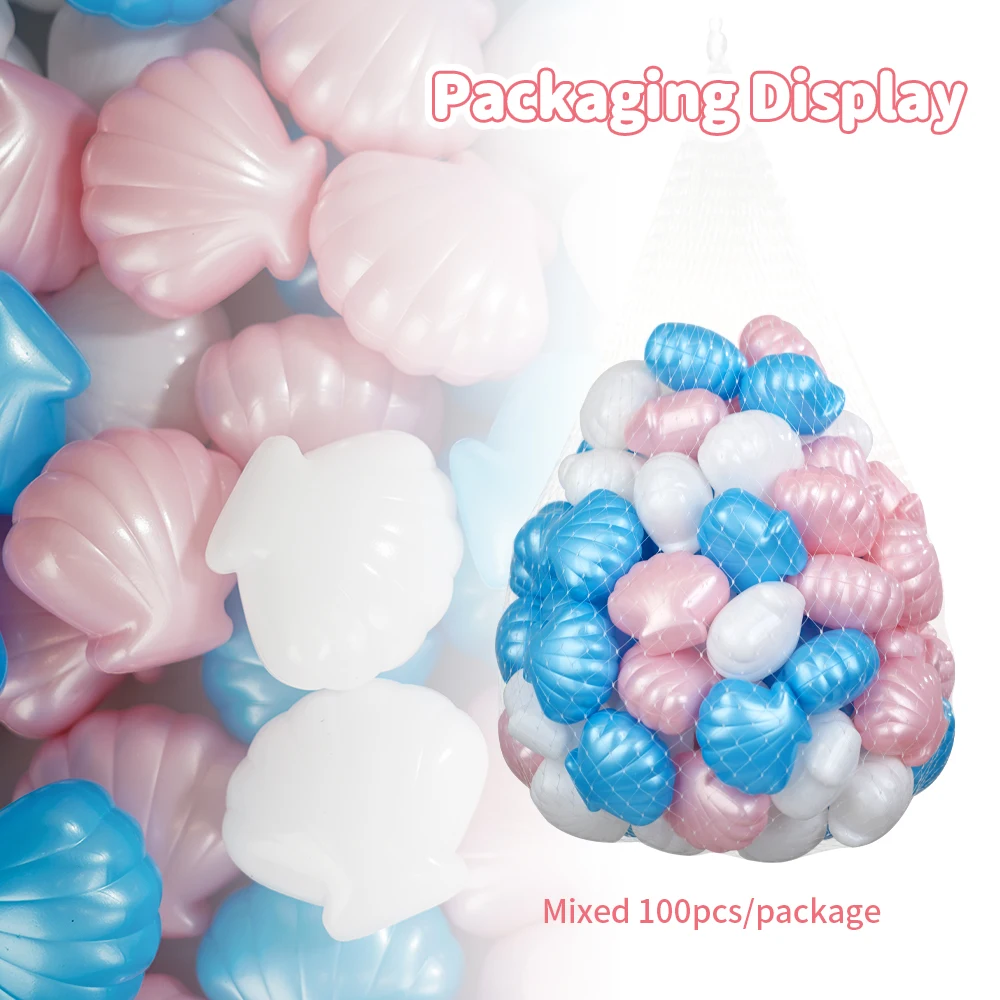 100 Uds. Bolas de hoyo serie Pearl, bolas de plástico suave rosa, azul y blanco a prueba de aplastamiento para niños, fiesta, playa, juguetes de verano