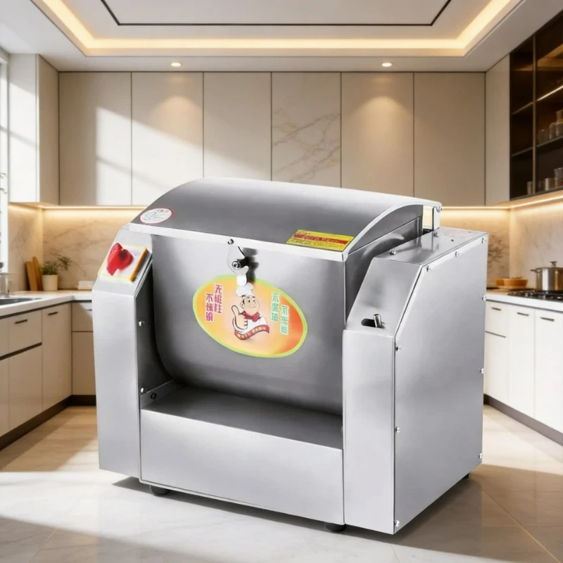 Stainless Steel Dough Mixer Low Noise Automatic Flour Kneading Machine Safe Emergency Stop Design Large Capacity Dough Blender