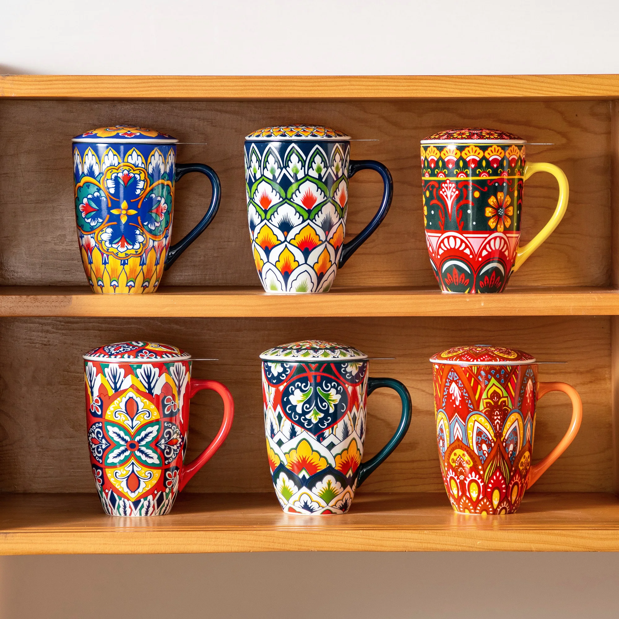 1 tasse à thé en céramique Vancasso avec infuseur et couvercle en acier inoxydable, grande tasse à thé de 480 ml pour thé en feuilles, conserve la chaleur, passe au micro-ondes et au lave-vaisselle, 6 couleurs disponibles
