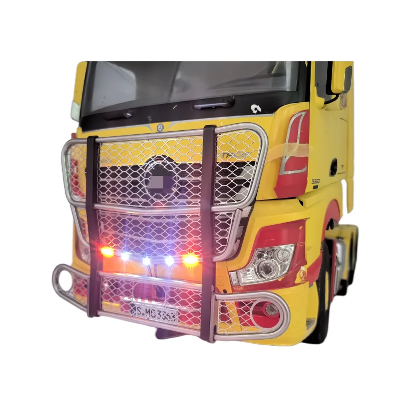 LED Front Bumper Light Collision Barrier Cattle Fence Lamp for Tamiya 1/14 RC Truck Benz Actros 56348 3363 1851 56335 DIY Parts