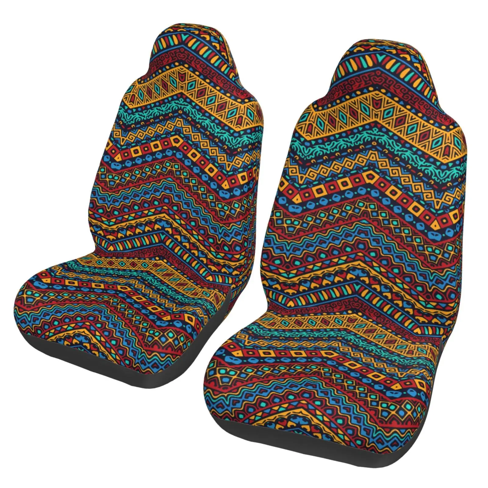 Boho African Ethnic Tribal Stripe Pattern Car Seat Covers for Women Man Universal Auto Front Seats Protector Fits for Car SUV