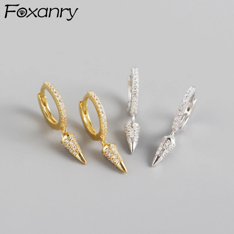 Foxanry köpüklü zirkon koni damla küpe kadın kızlar için kore Trendy mizaç zarif basit yıldönümü takı hediyeler
