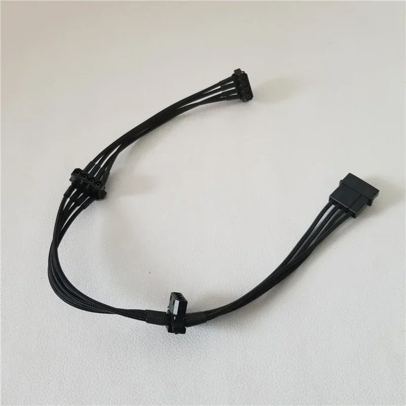 D 포트 대형 4 핀 PC IDE 전원 익스텐션 케이블, 1-3 90 도 어댑터, 수-암 전체 구리 18AWG 블랙 40cm