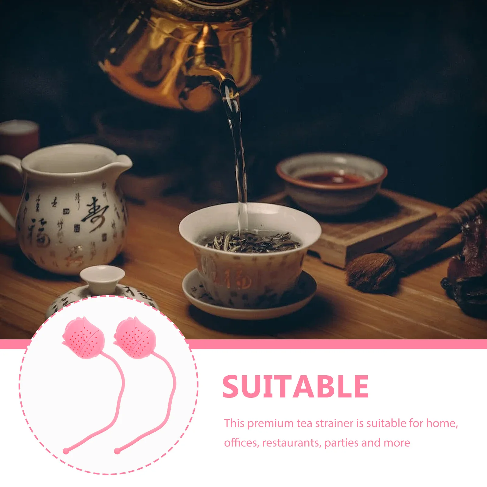 

2 Pcs Silicone Rose Tea Bag Strainer Infuser Maker Brewing Instrument Coffee Silica Gel Sieve