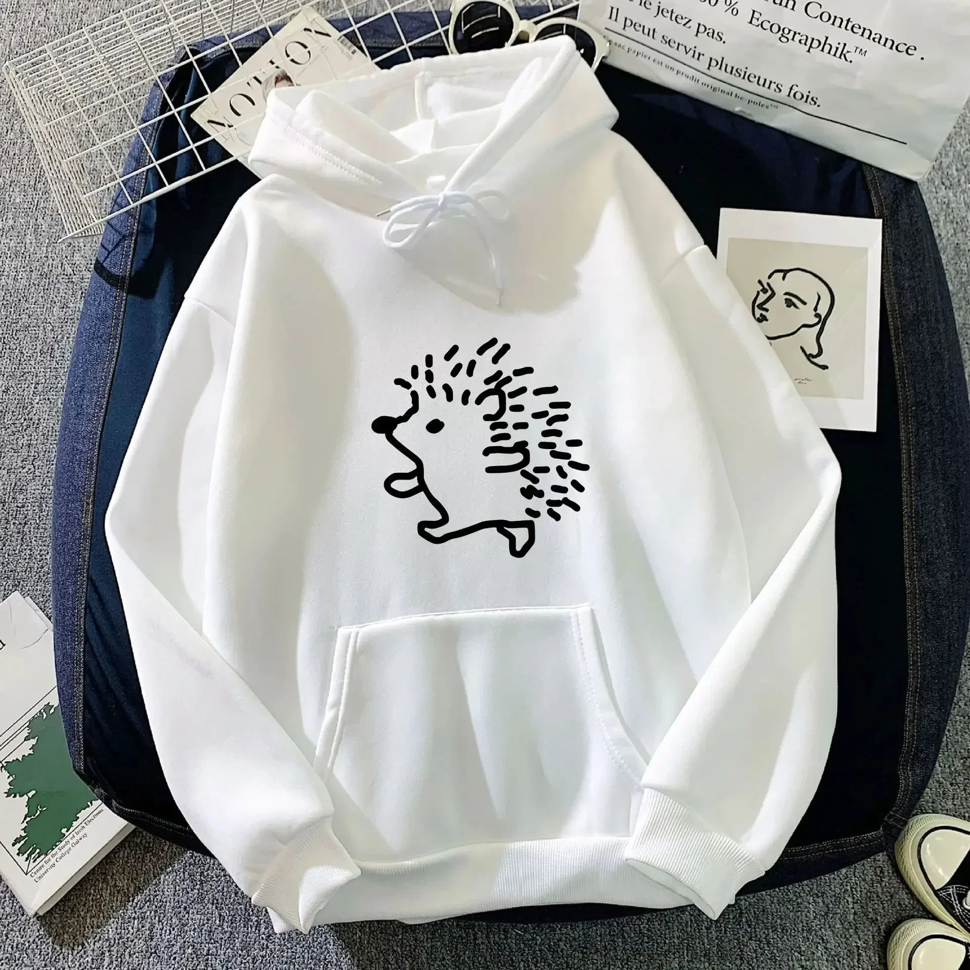 Men's and Women's Plus Size Printed Top, Loose Casual, Soft, Comfortable and Breathable, Outdoor Sports Loose Pullover Hoodie