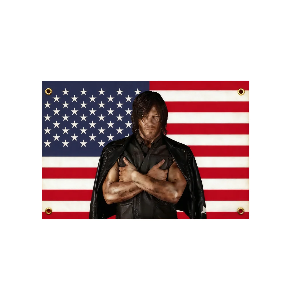 

The Walking Dead Daryl Dixon Flag Norman Reedus American Flag 3x5FT 2x3FT Banner for Wall Decor, Room, Fan Gift